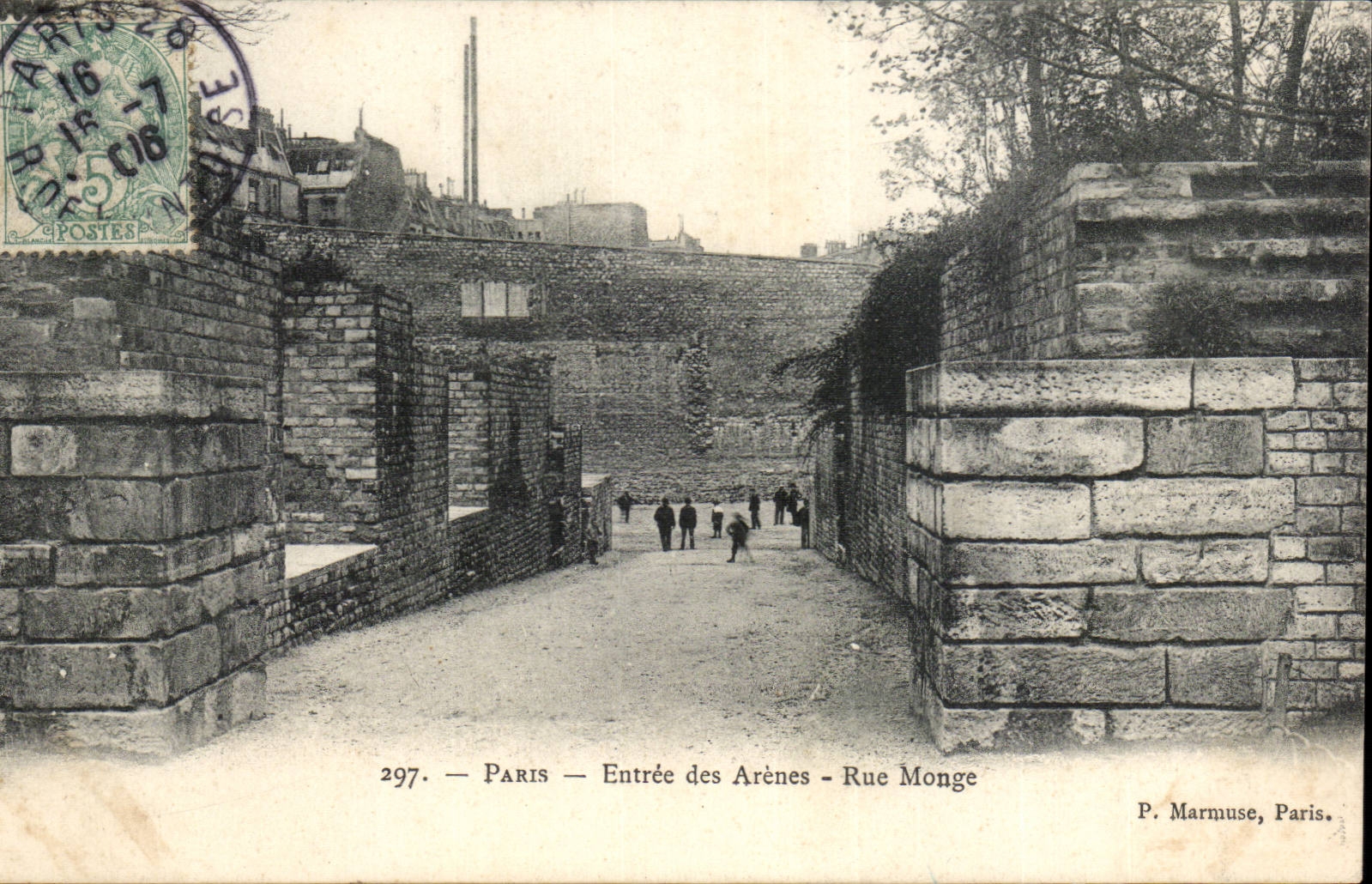 Paris - 5 - Entree des Arenes - Rue Monge - CPA 