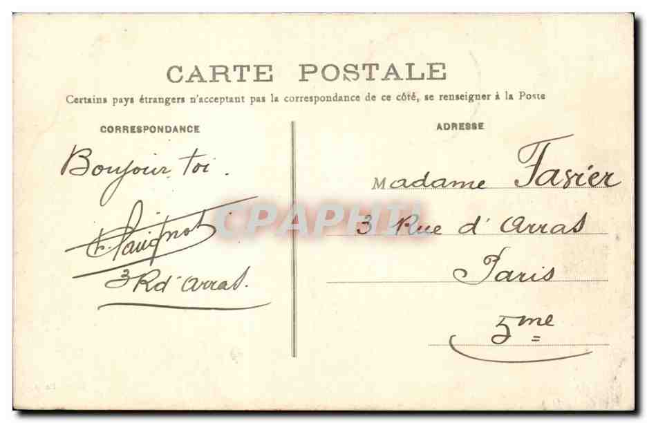 Paris - Hotel des Invalides CPA  — Rückseite