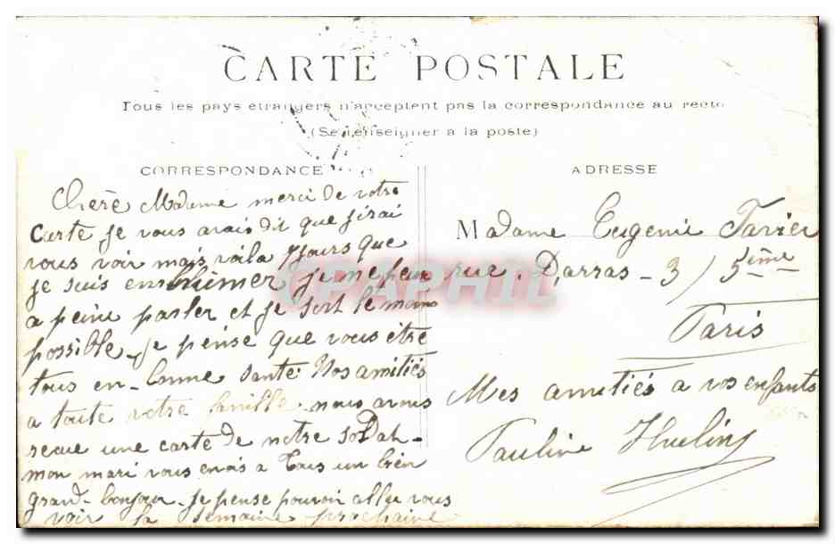 Paris - 12 - Gare du Nord - CPA  — Rückseite