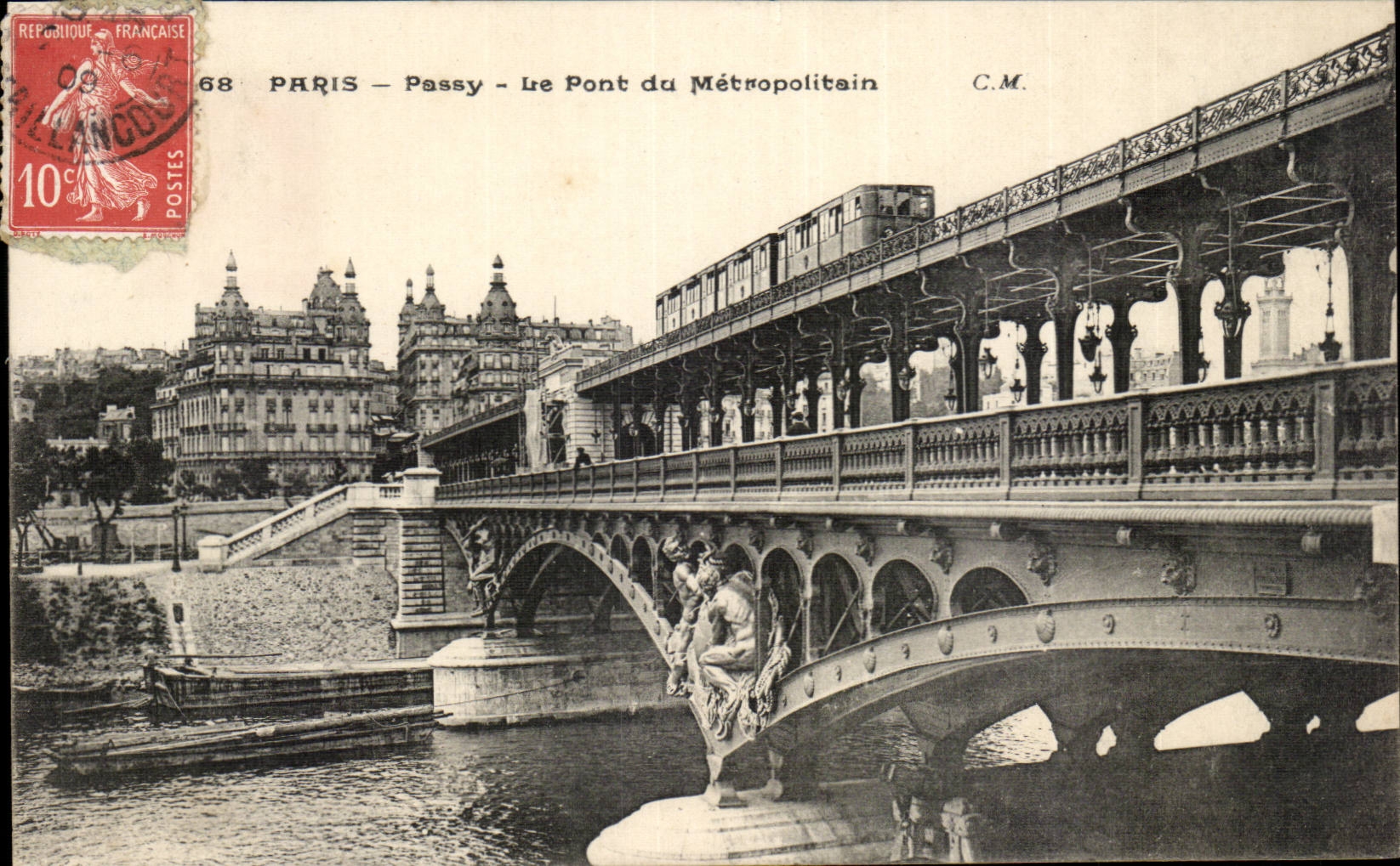 Paris - Passy - Le Pont du Métropolitain — C.M. — timbre 10c