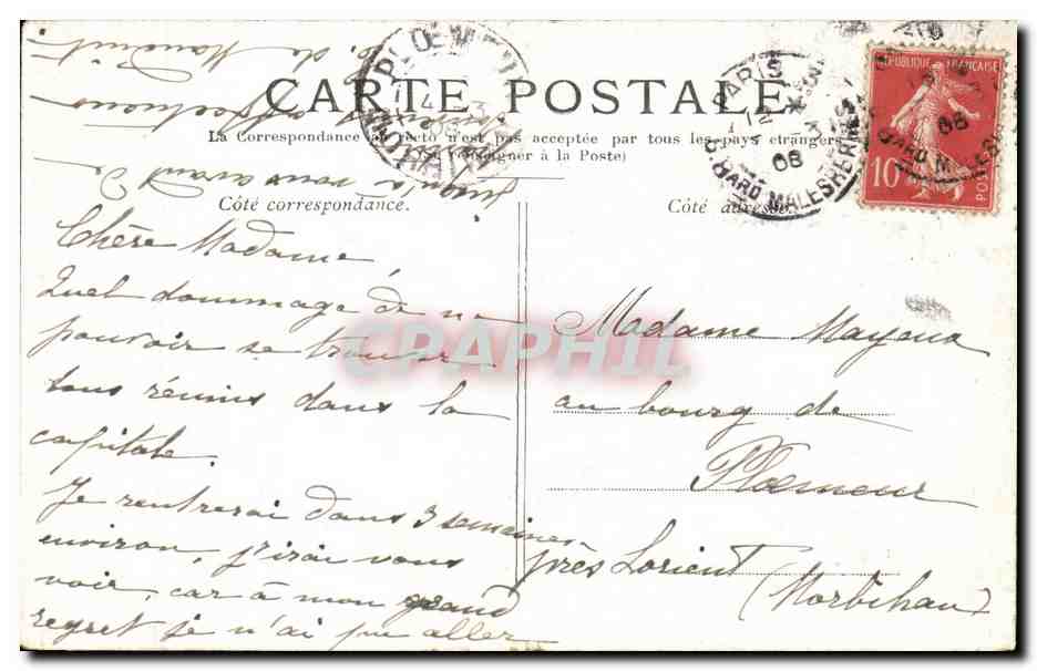 Paris - 2 - La Bourse - CPA  — Rückseite