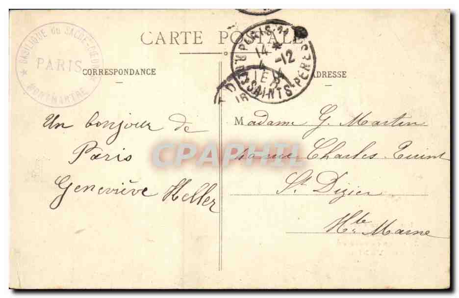 Paris - 18 - Souvenir - Sacre Coeur - Montmartre - CPA  — Rückseite