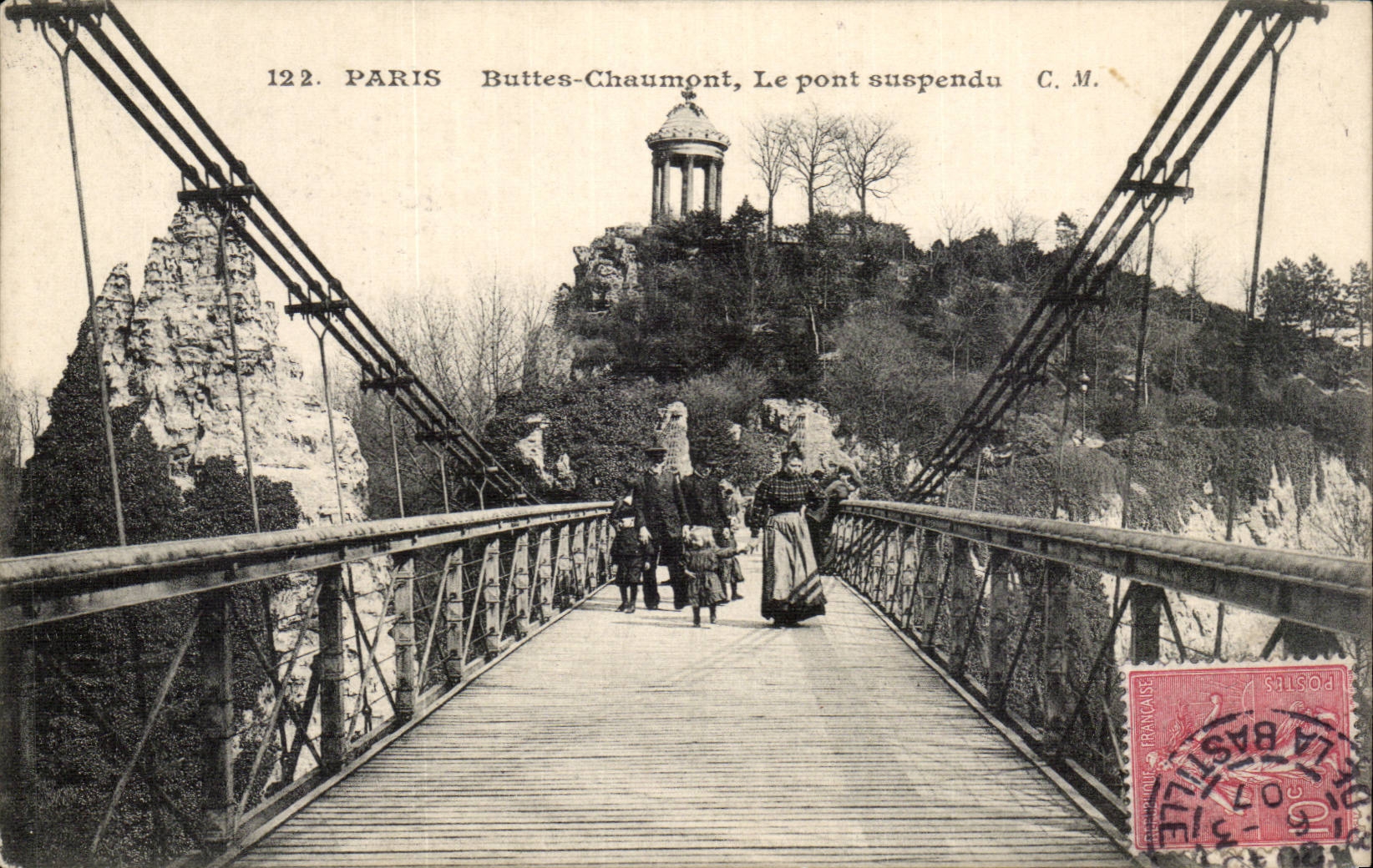 Paris - 19 - Buttes Chaumont - Le Pont Suspendu - CPA 