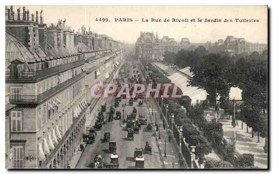 Paris - 1 - Rue de Rivoli et le Jardin des Tuileries CPA 