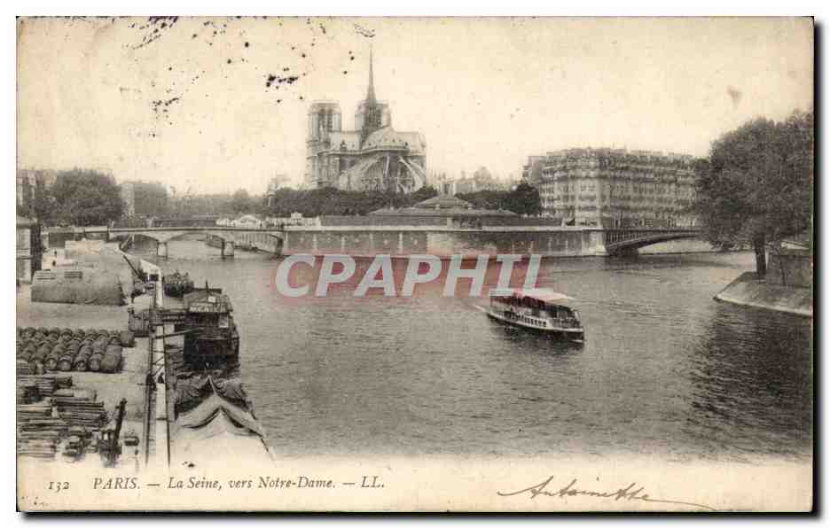 Paris - 4 - La Seine vers Notre Dame - CPA 