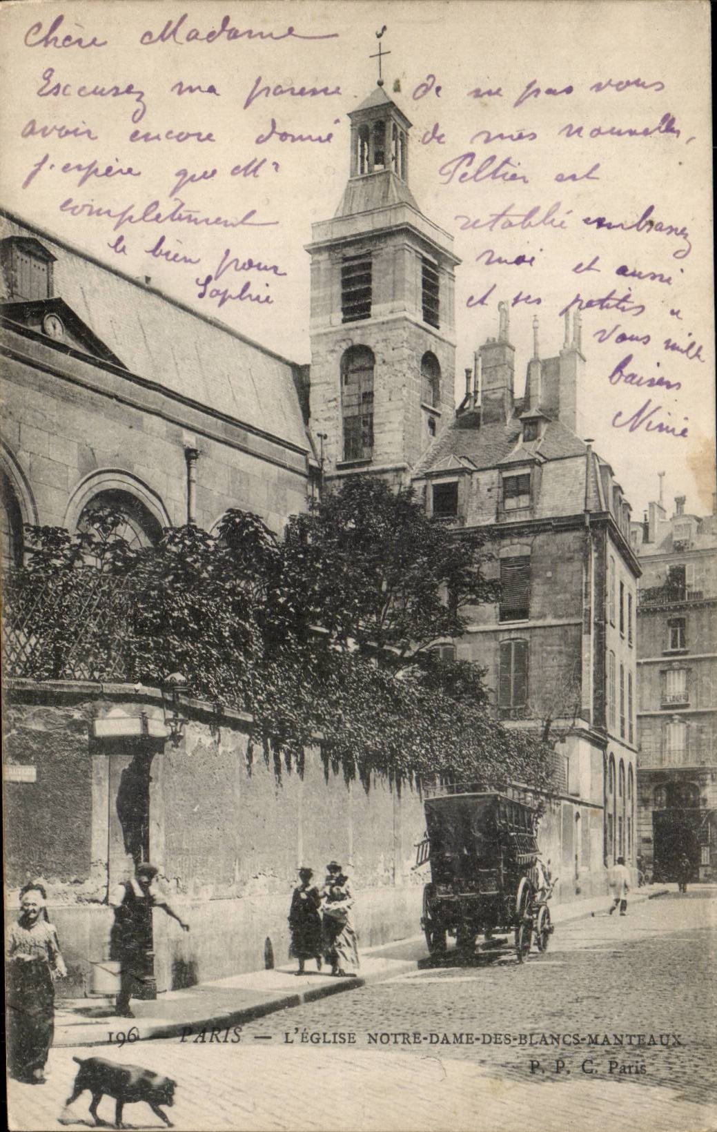 Paris - 3 - Eglise Notre Dame des Blancs Manteaux - chien - dog - CPA 