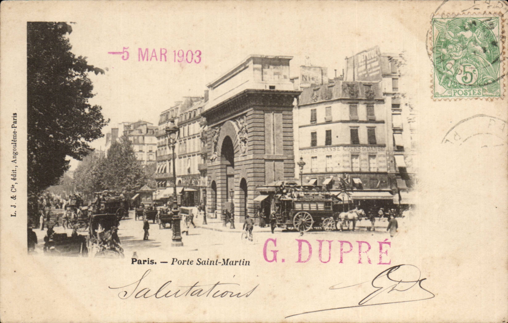 Paris - 10 - Porte Saint Martin - G Dupre - 1903 - CPA 
