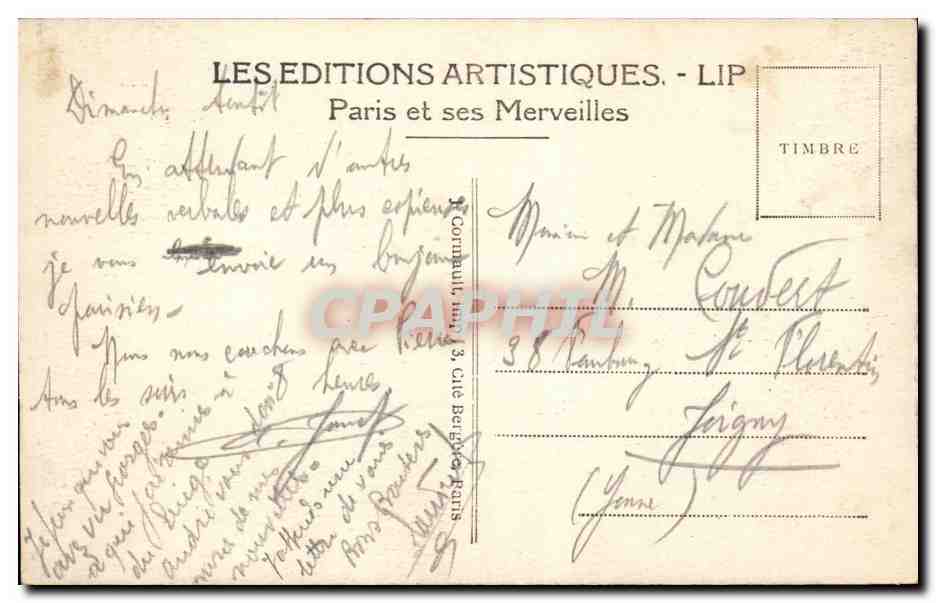 Paris - 10 - Gare du Nord - Boulevard Denain - CPA  — Verso