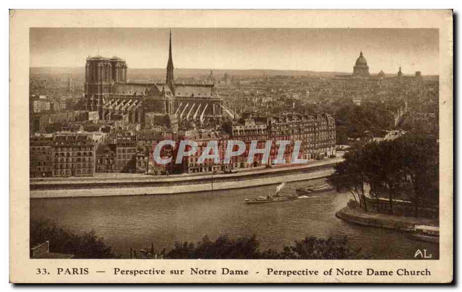 Paris - 4 - Perspective sur Notre Dame - CPA 