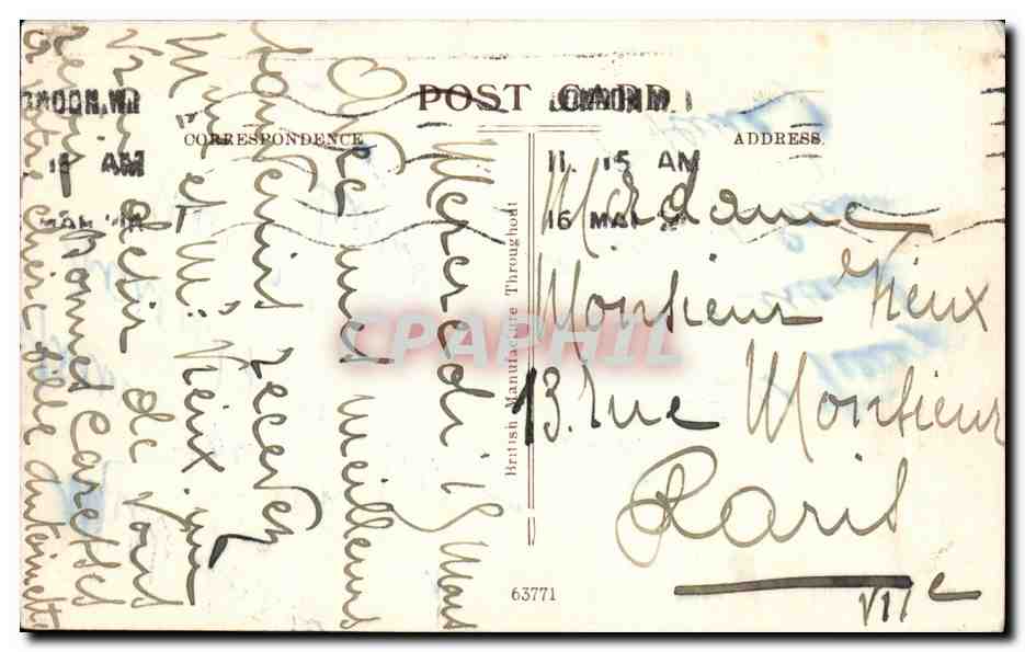 Angleterre - England - London - Charing Cross and Strand - velo - bicycle - CPA  — Rückseite