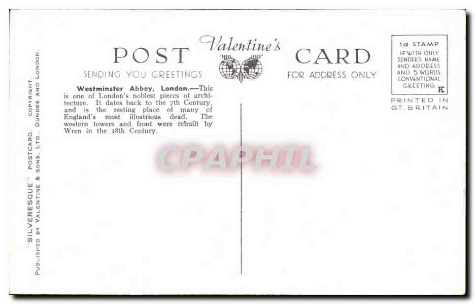 Angleterre - England - London - Westminster Abbey - West Towers - CPA  — Rückseite