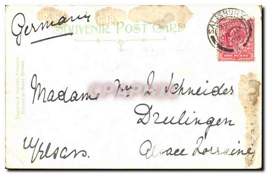 Angleterre - England - White Horse - Westbury Wilts- CPA  — Rückseite