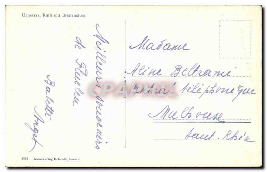 Allemagne - Deutschland - Urnersee - Bristenstock CPA  — Rückseite