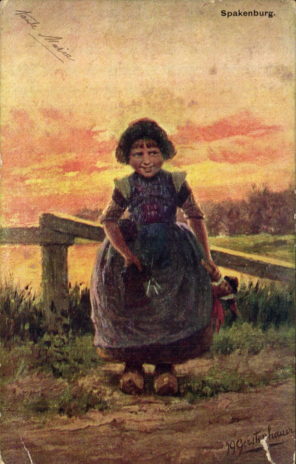 Fantaisie - Enfant - Smiling little girl - arts - tableaux - CPA 