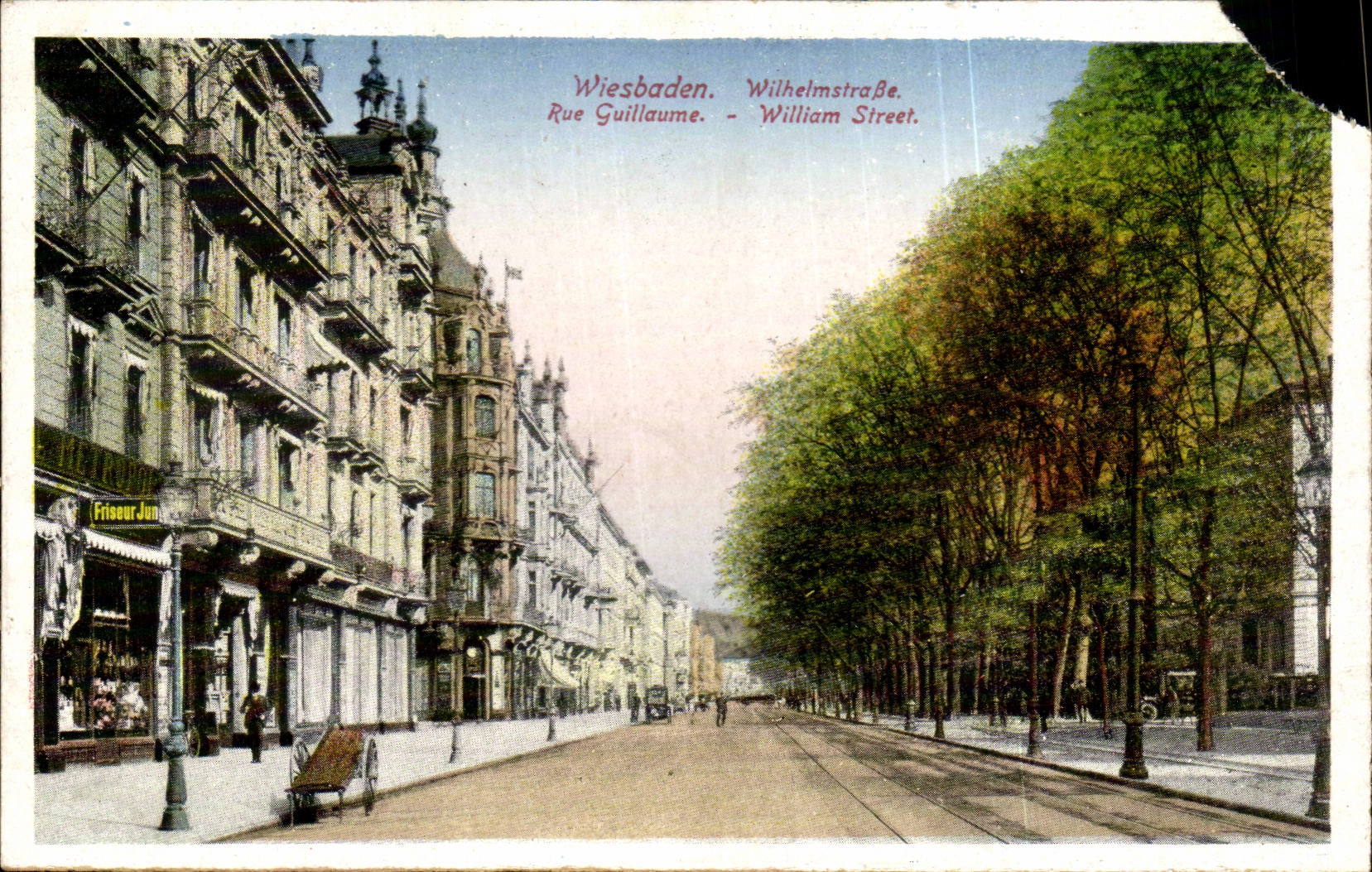 Wiesbaden. Wilhelmstraße — Rue Guillaume — William Street — Friseur Jun