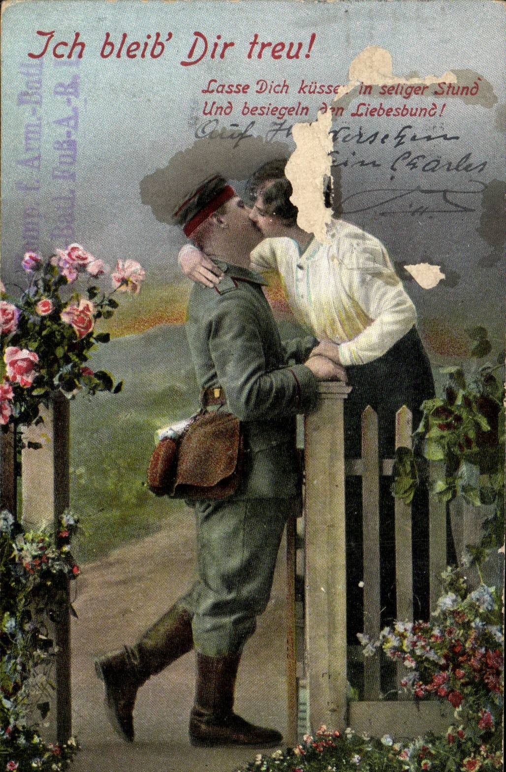 Allemagne - Deutschland - Couple - Militaria - Ich bleib Dir treu - Lass dich kuessen in seliger stund - CPA 