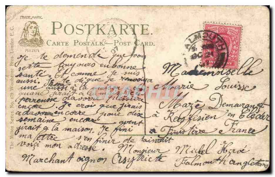 Côte rocheuse avec goélands — éditeur Winkler & Söhrer, série 178 — Verso