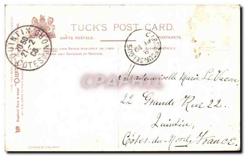 King Edward VII and Queen Alexandra — Tuck's Post Card, éditeur Tuck & Sons, Londres — Reverso