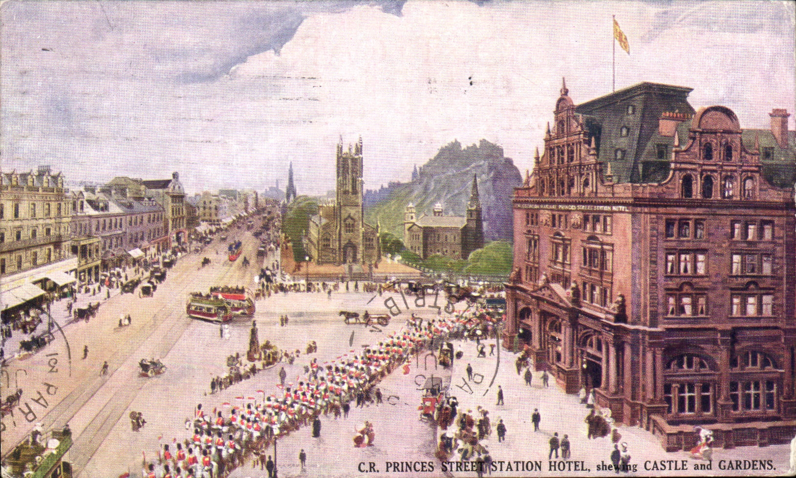 Angleterre - England - London - Princes Street Station Hotel showing castle and gardens - CPA 