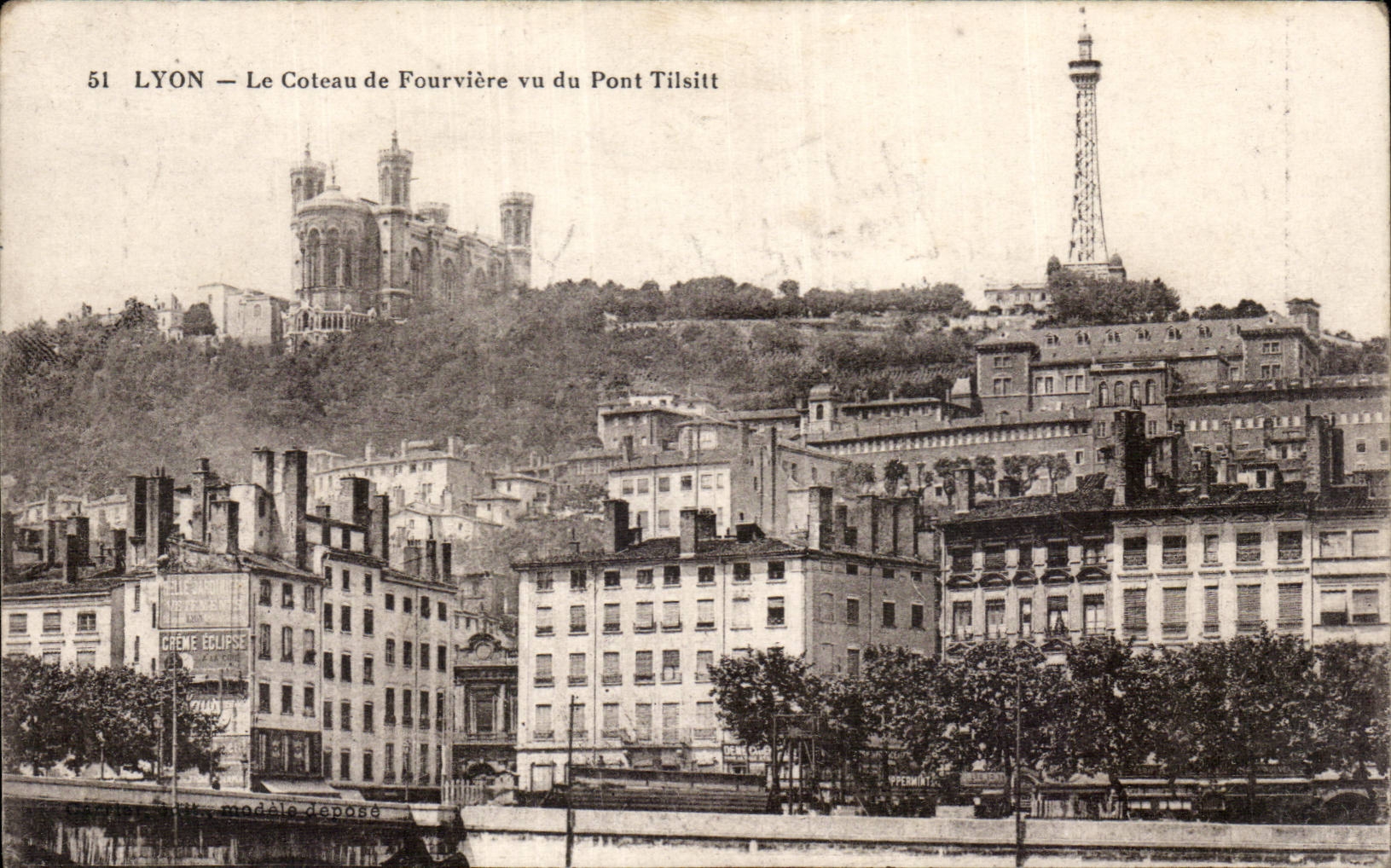 CPA Lyon Coteau de Fourviere vu du pont Tilsitt