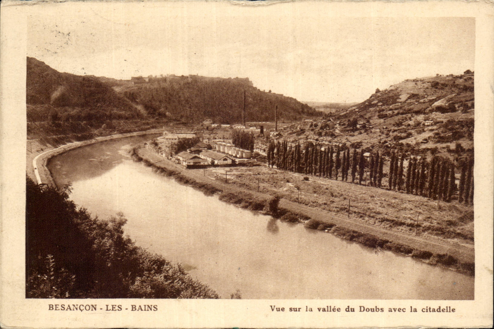 Besançon - Les Bains — Vue sur la vallée du Doubs avec la citadelle — Imp. d'Art 'Hélia' (Moselle)