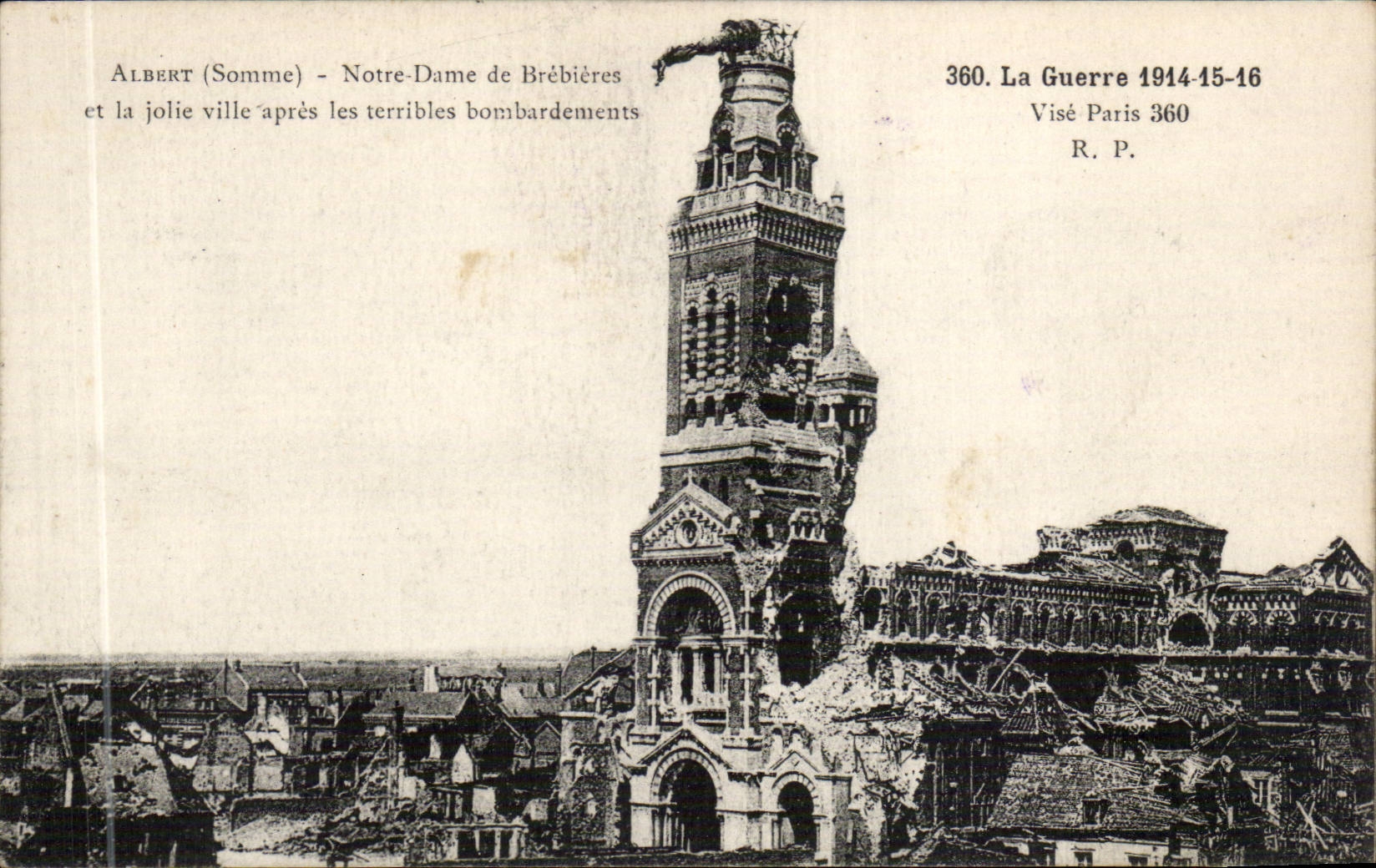 Amiens - Notre Dame de Brebieres et la jolie ville apres les terribles bombardements - La Guerre 1914 - CPA 