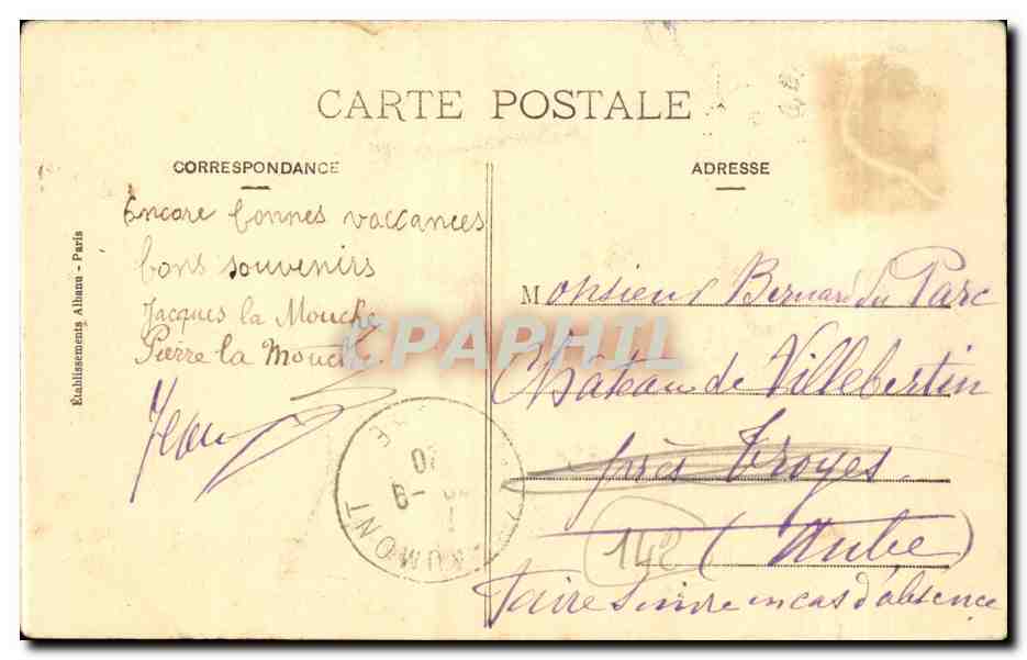 Vichy - Vieux Bourbonnais - Rue Cunin Gridaine et le Parc - CPA  — Verso