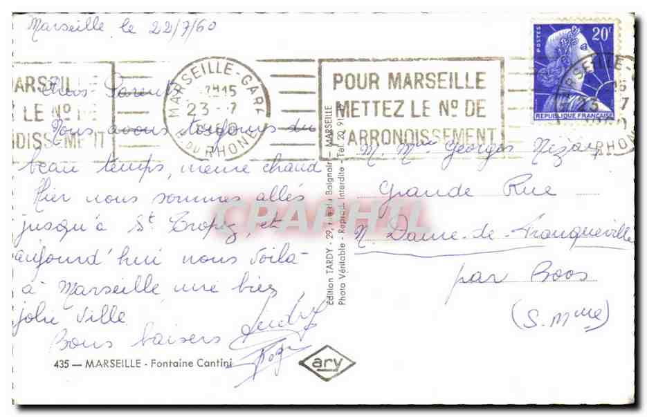 Fuente Cantini — Marsella — Edición Tardy — Reverso
