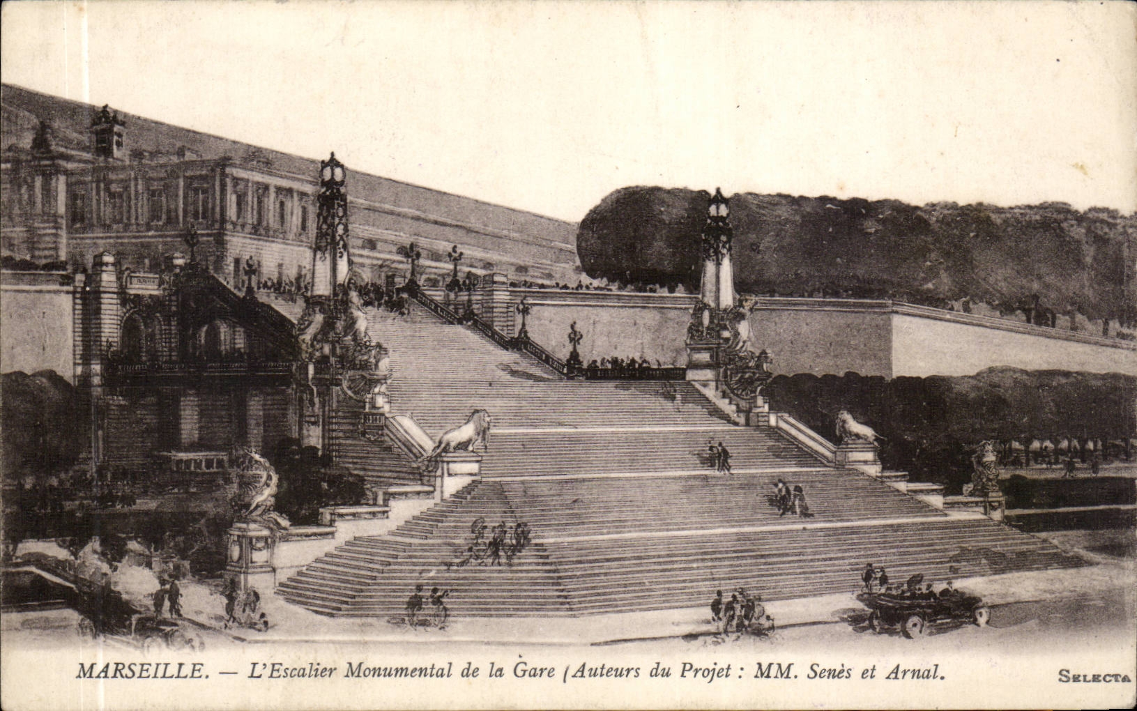 Marseille - L'Escalier Monumental de la Gare - CPA 