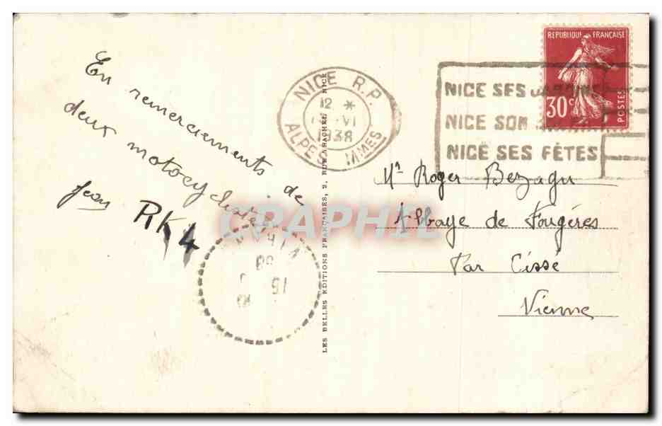 Nice - Palais de la Jetee et les Jardins du Roi Albert I - CPA  — Rückseite