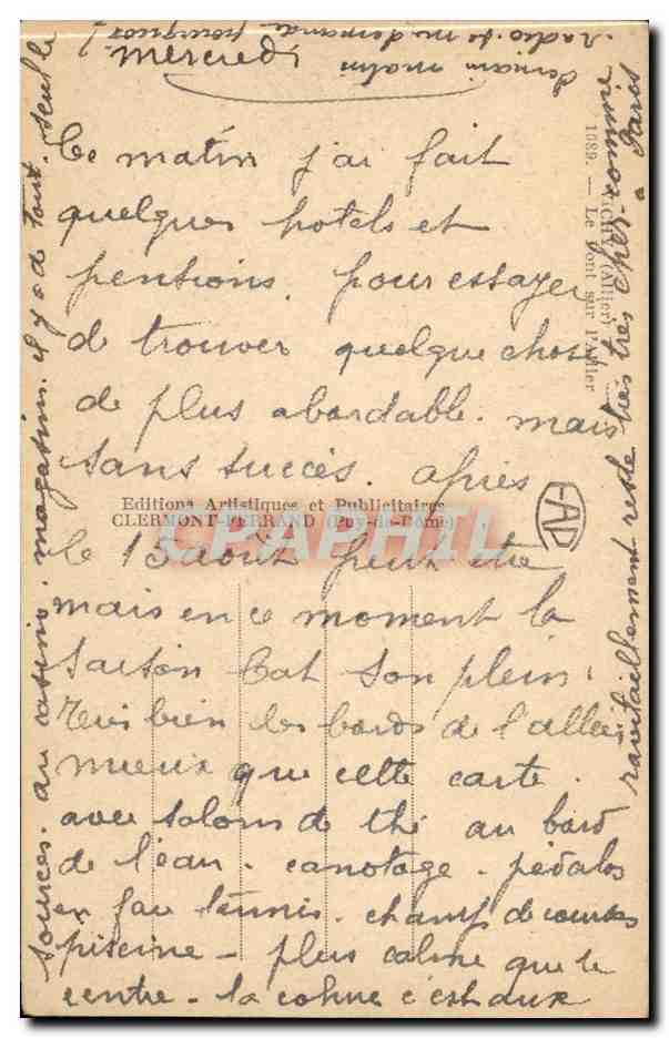 CPA Vichy Le pont sur L'Allier — Verso