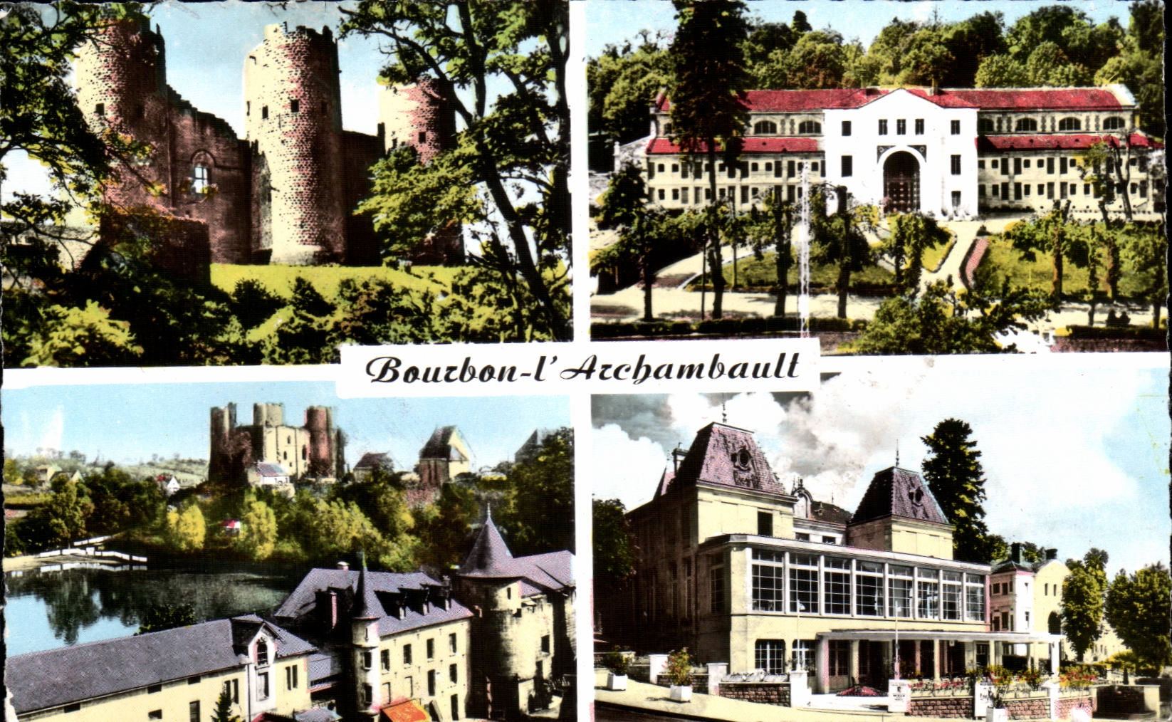 Bourbon-l'Archambault — Château, Établissement Thermal, Étang, Casino — Réal Photo, Paris