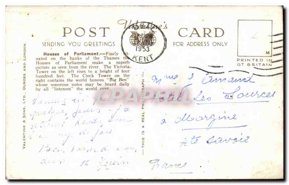 Angleterre - England - Houses of Parliment - CPA  — Rückseite