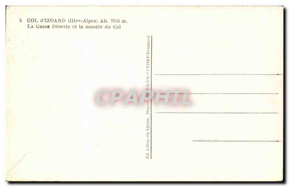 Col d'Izoard — Die Alpen — Verlag: Librairie Alpine, Maken — Rückseite