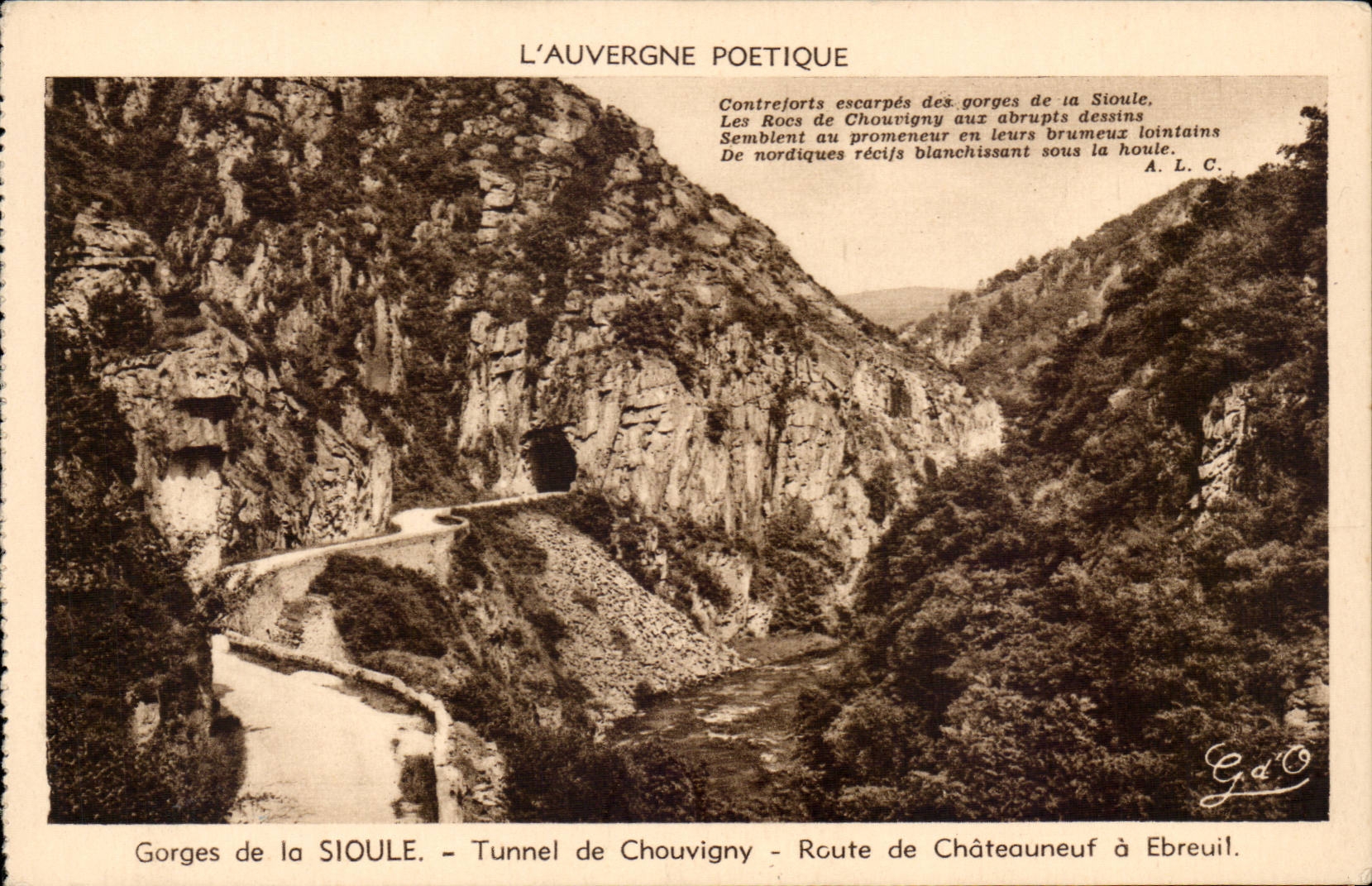 Gorges de la Sioule — Tunnel de Chouvigny — Route de Châteauneuf à Ebreuil — L'Auvergne Poétique