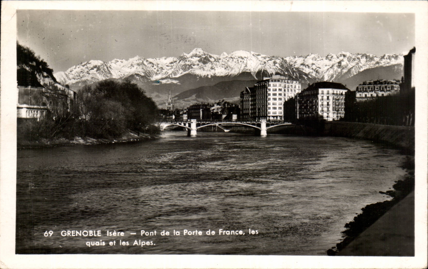 Grenoble - Pont de la Porte de France - Les Quais et les Alpes - CPA 