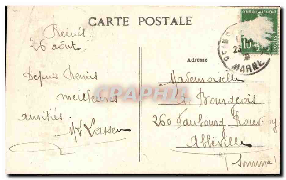 Reims — La Cathédrale avant la Grande Guerre (1914 à 1918) — Fröhlicher, éditeur, Reims — Verso
