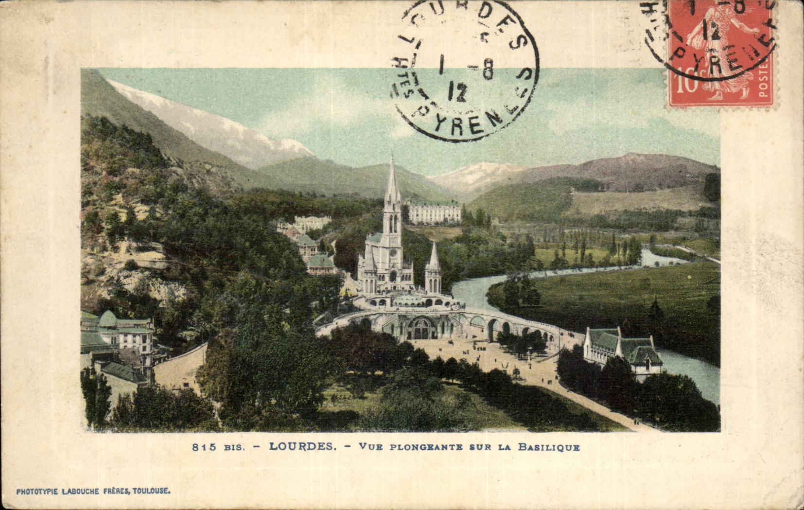 Lourdes - Vue Plongeante sur la Basilique - CPA 