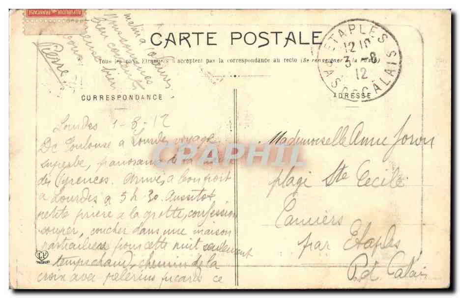 Lourdes - Vue Plongeante sur la Basilique - CPA  — Verso