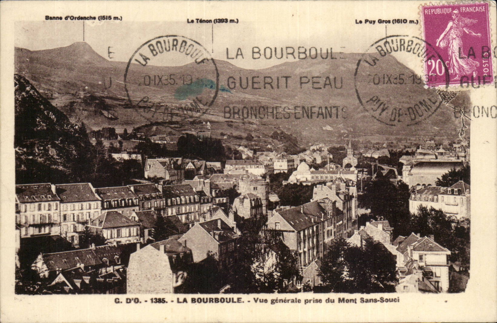 La Bourboule - Vue générale prise du Mont Sans-Souci — G. D'O. - 1385