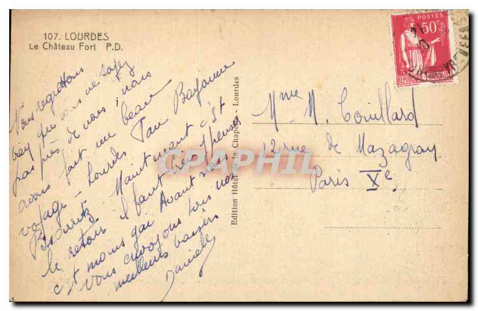 Lourdes - Le Chateau Fort - CPA  — Verso
