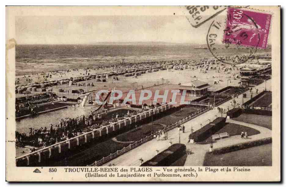 Trouville-Reine des Plages — Vue générale, la Plage et la Piscine — Brillaud de Laujardière et Puthomme, arch.