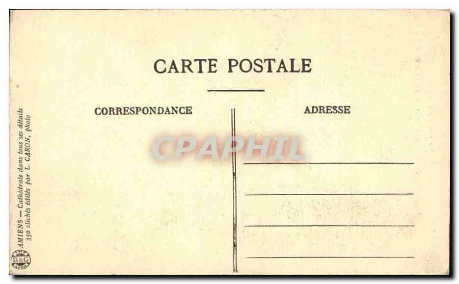 Amiens - Cathedrale - Enfant Pleurer - ange - engel - angel - CPA  — Verso