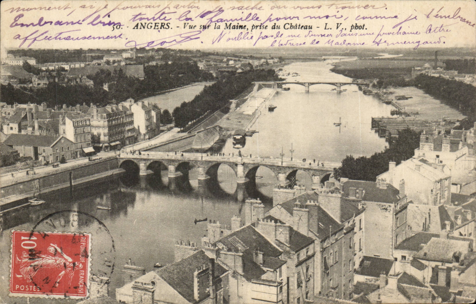 Angers - Vue sur la Maine - prise du Chateau - CPA 