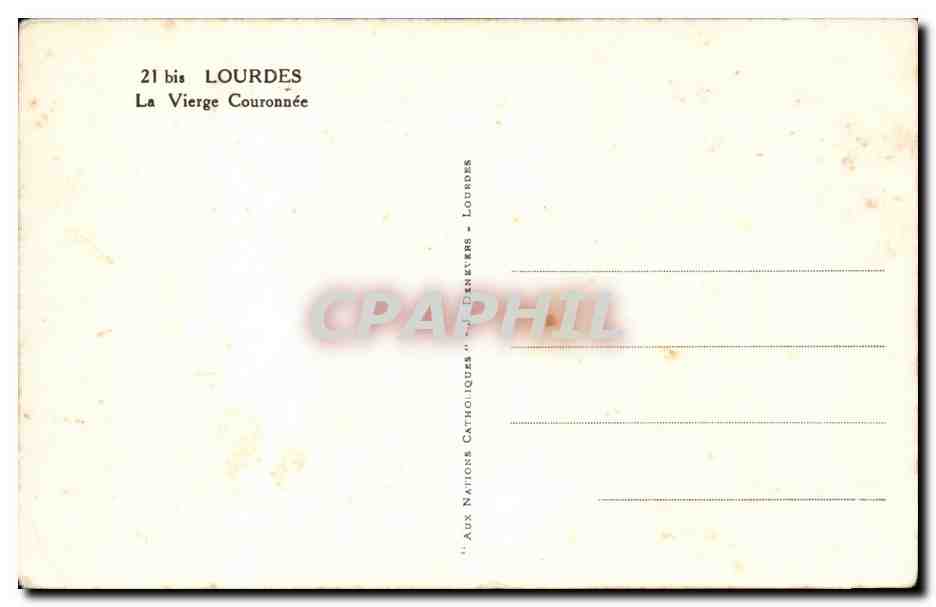 Lourdes - La Vierge Couronnee - CPA  — Verso