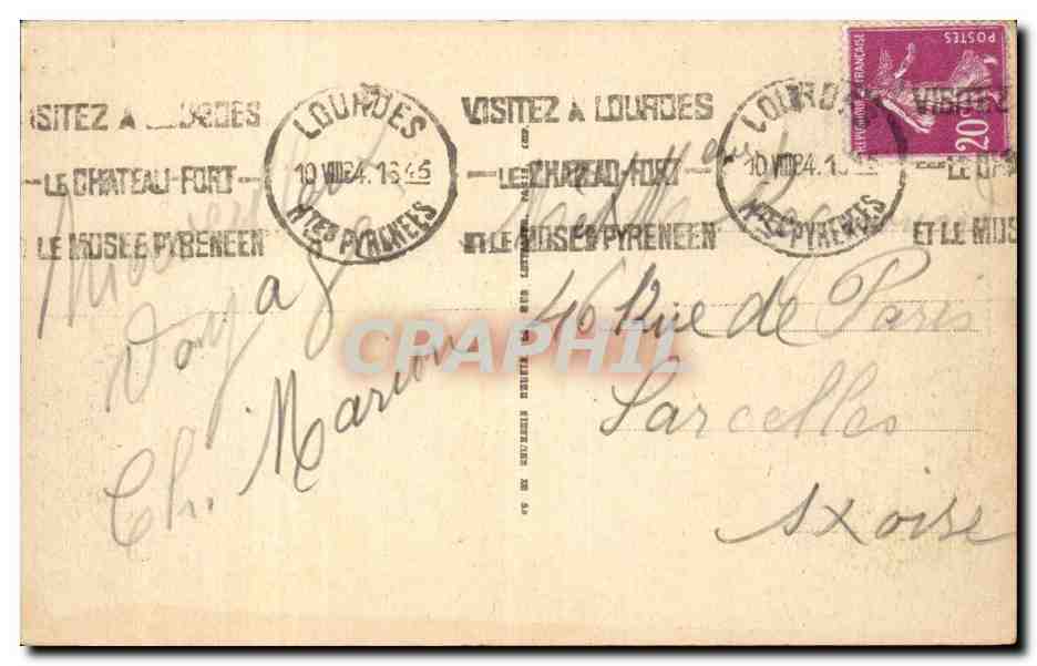 Lourdes - La Basilique - CPA  — Verso