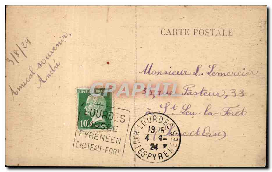 Lourdes - La Basilique - Le Chateau Fort - CPA  — Verso