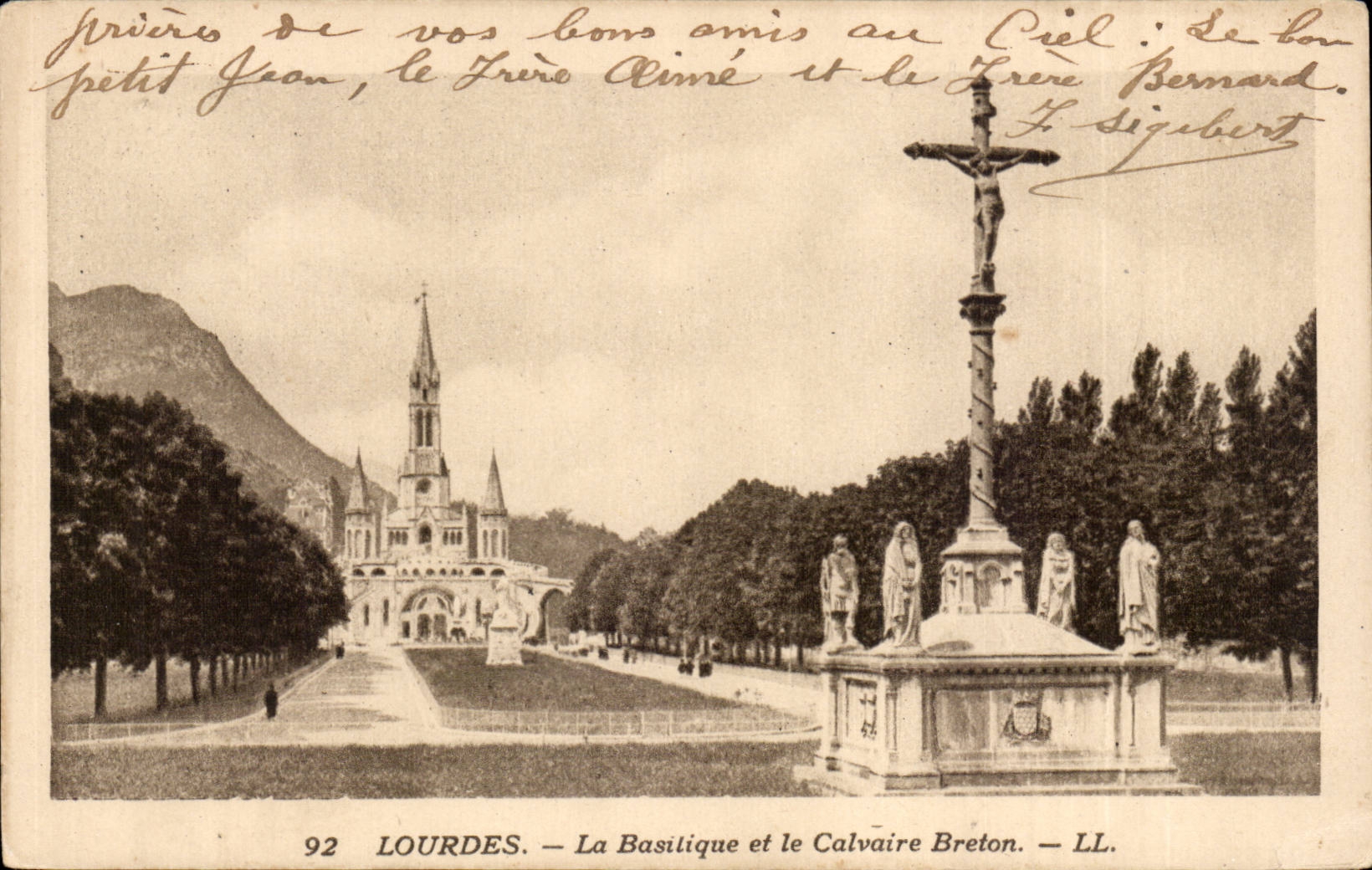 Lourdes - Basilique et Calvaire Breton - CPA 