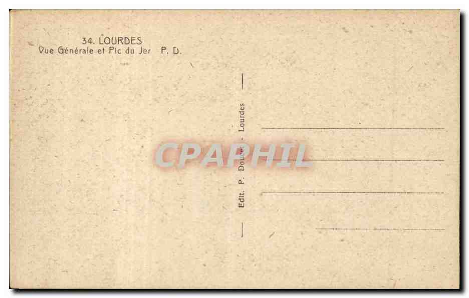 Lourdes - Vue Generale et Pic du Jer - CPA  — Verso