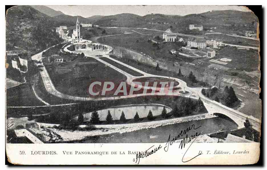 Lourdes - Vue Panoramique de la Basilique - CPA 